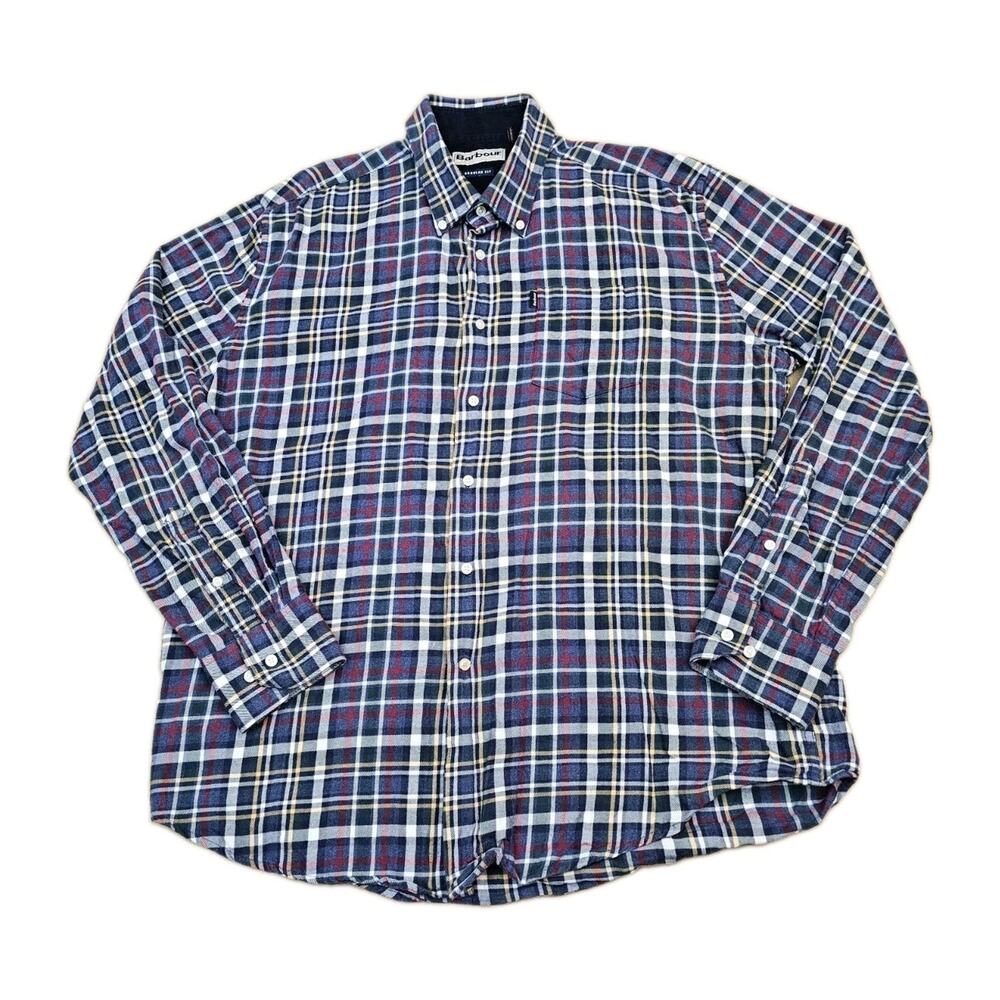 Barbour Shirt Mens Large Plaid Regular Fit Long Sleeve Button Down Casual